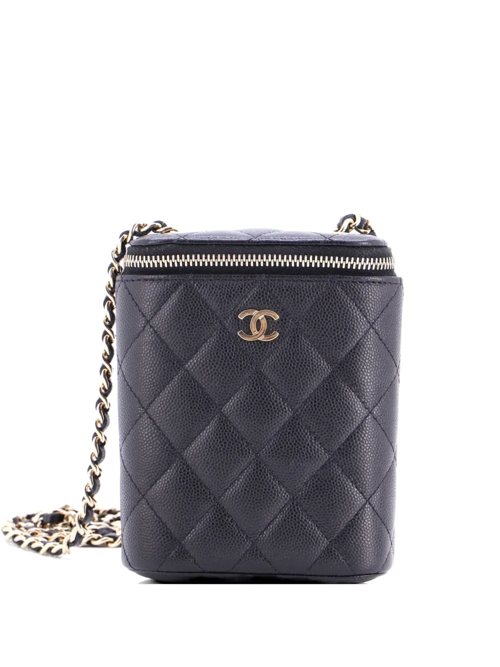 CHANEL Pre-Owned Vertical Classic Vanity Case with Chain Quilted Caviar Small shoulder bag - Nero