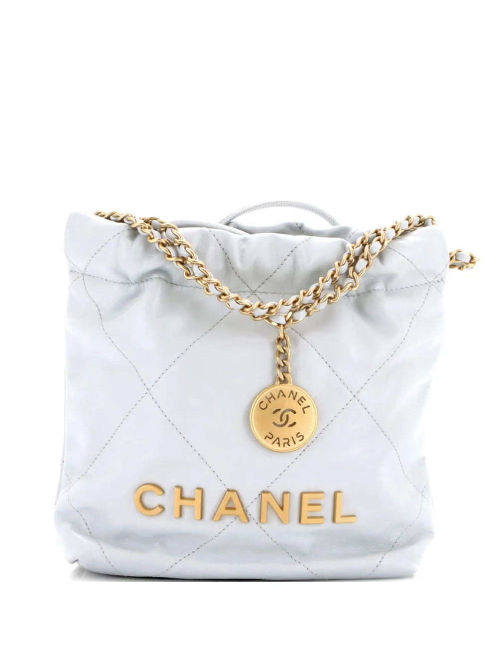 CHANEL Pre-Owned 22 Chain Hobo Quilted Calfskin Mini crossbody bag - Grigio