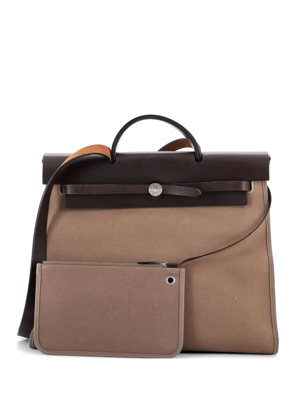 Hermès Pre-Owned Herbag Zip Leather and Toile 39 satchel - Marrone