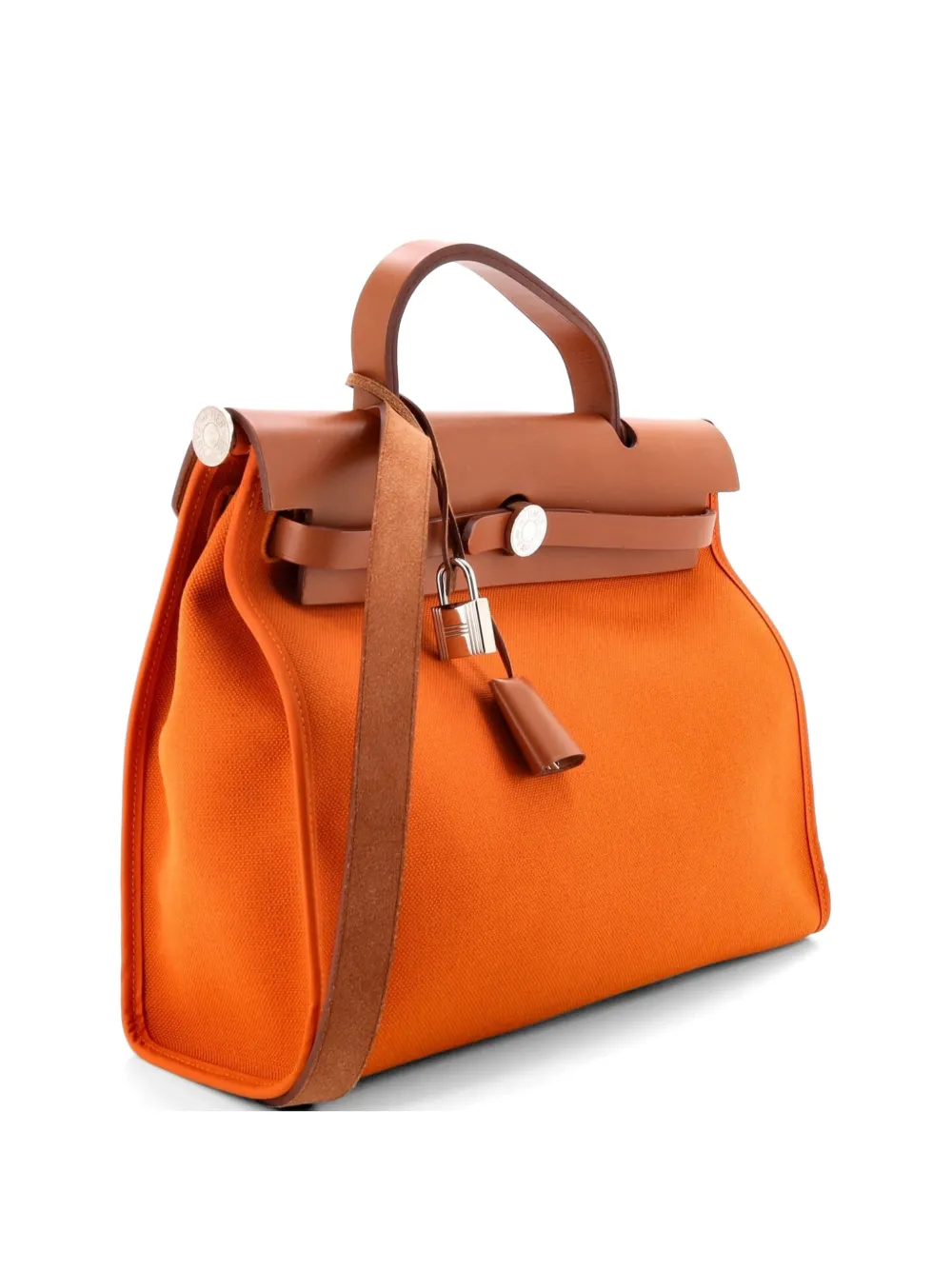 Hermès Pre-Owned Herbag Zip Leather and Toile 31 shoulder bag - Arancione