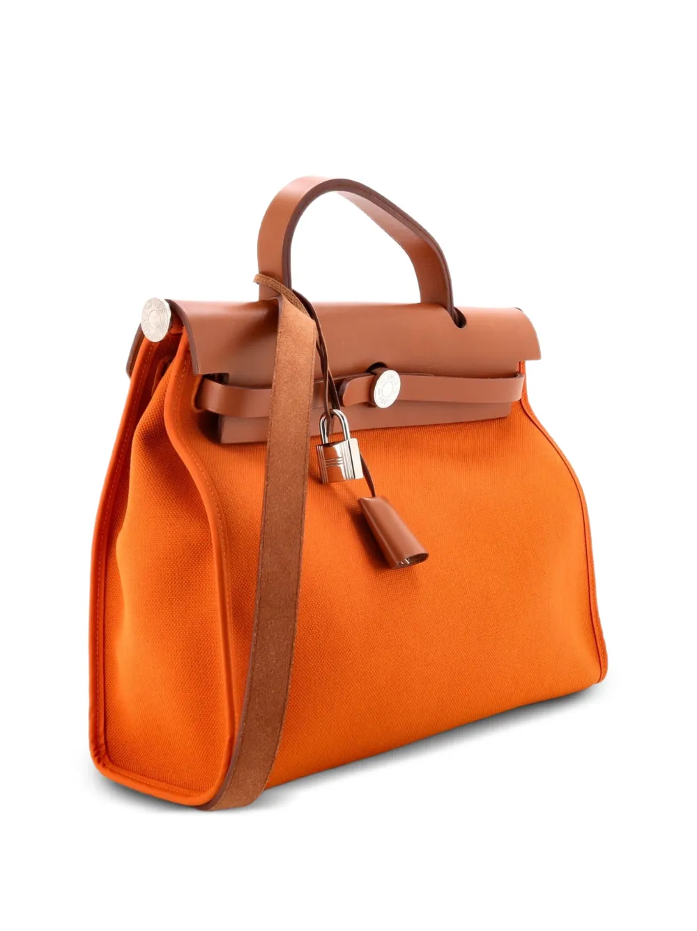 Hermès Pre-Owned Herbag Zip Leather and Toile 31 shoulder bag - Arancione