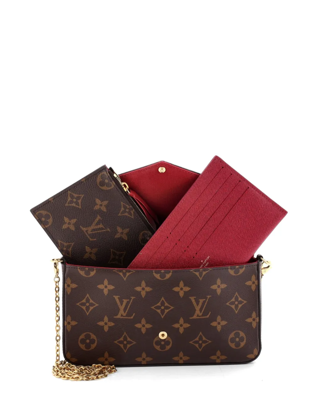 Pre-owned Louis Vuitton Felicie Pochette Monogram Canvas Crossbody Bag In Brown