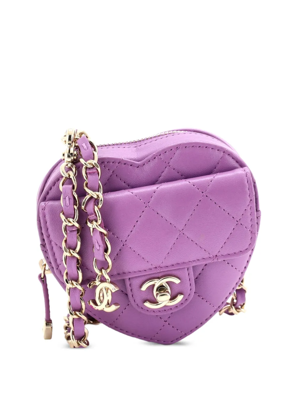 CHANEL Pre-Owned CC in Love Heart Quilted Lambskin belt bag - Viola