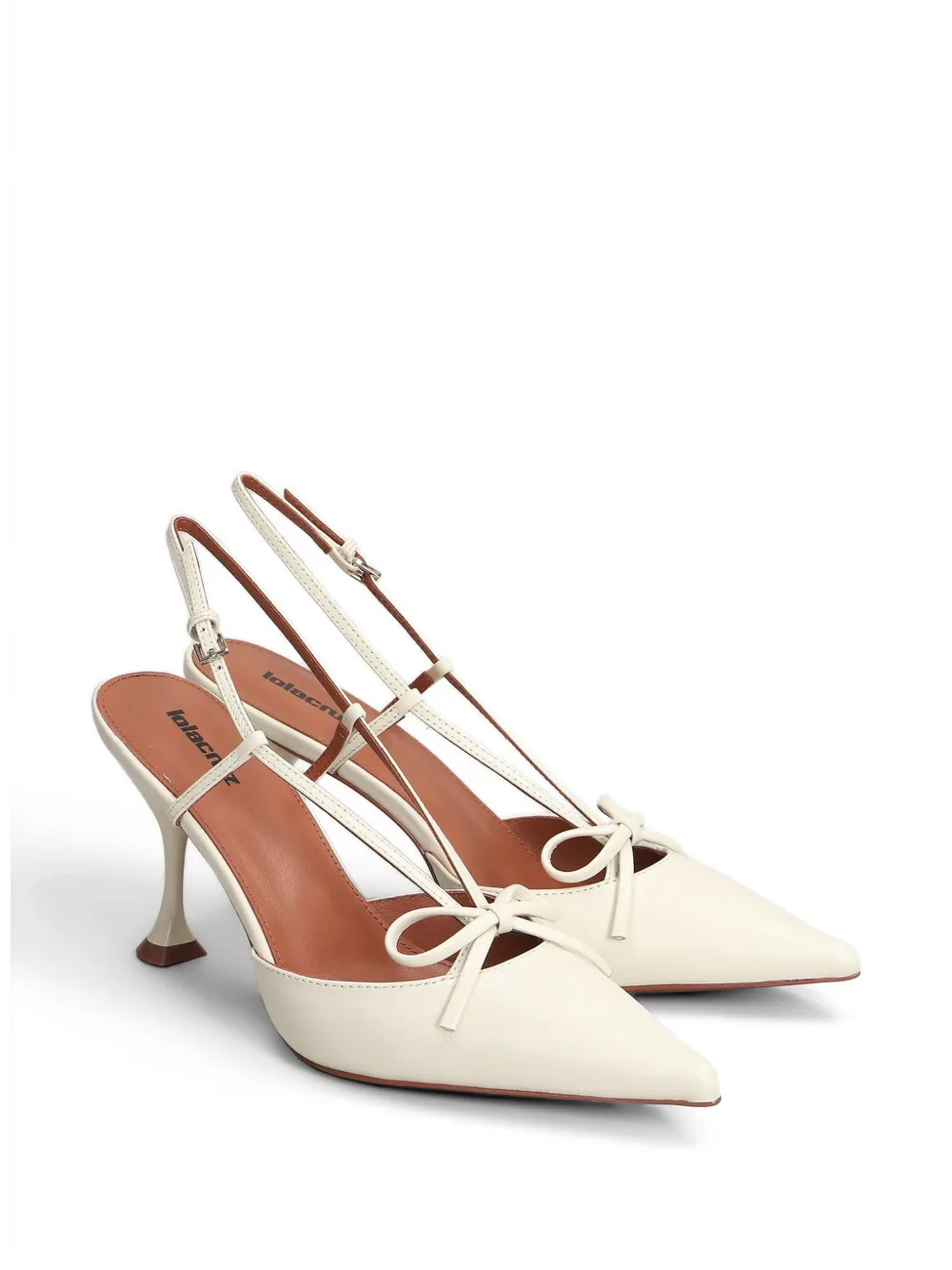 Lola Cruz Audrey bow-detail slingback pumps Beige