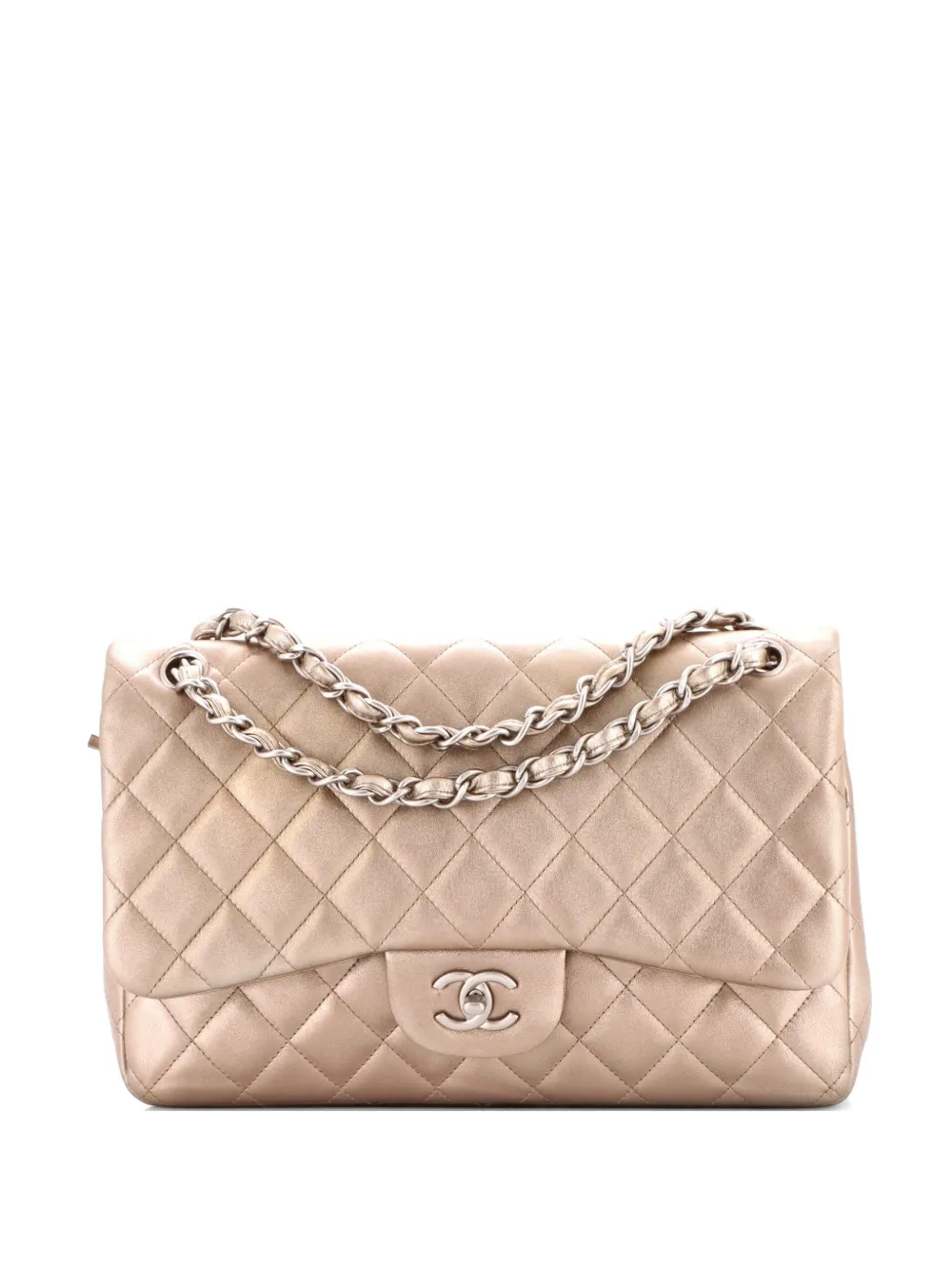CHANEL Pre-Owned Classic Double Flap Bag Quilted Lambskin Jumbo shoulder bag - Oro