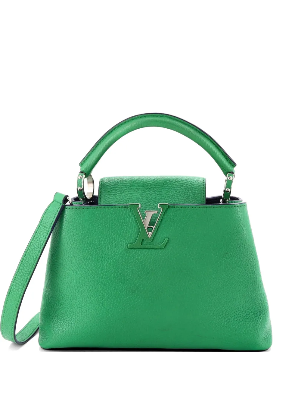 Pre-owned Louis Vuitton Capucines Bag Leather Bb Satchel In Green