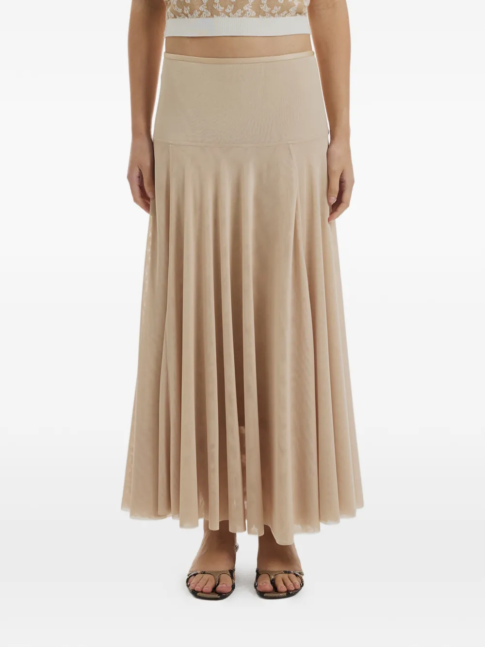 Crush Collection tulle pleated long skirt - Toni neutri