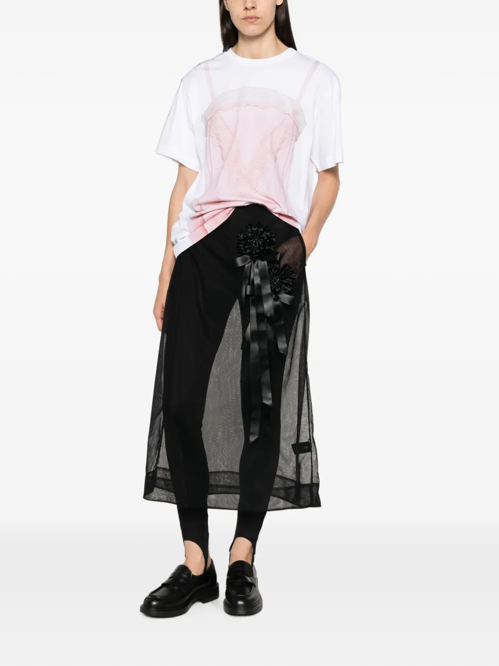 Simone Rocha Ribbon Rosette Ripple Skirt in Black, view 2