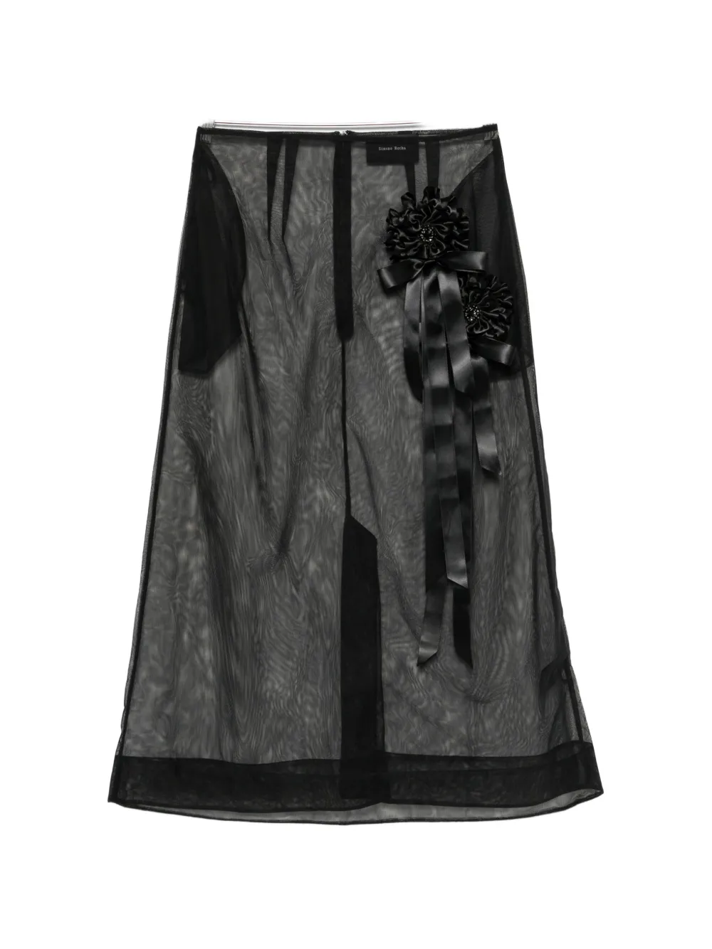 Simone Rocha ribbon rosette ripple skirt - Nero