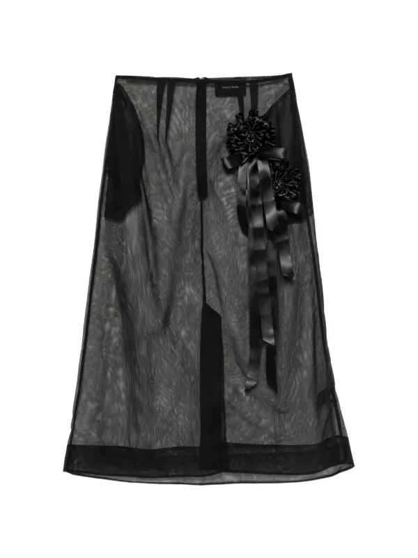 Simone Rocha Ribbon Rosette Ripple Skirt in Black