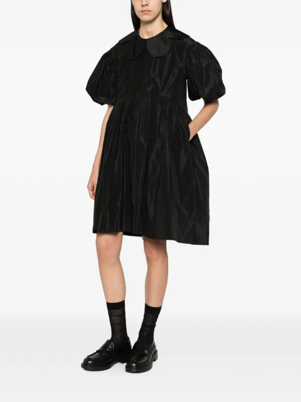 simone rocha black dress puff-sleeve petal-collar | Slip dresses