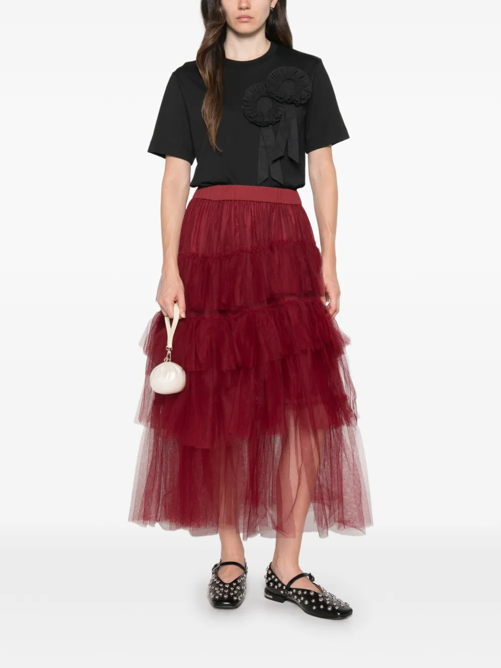 Simone Rocha Rosette Boy T-shirt met lint Zwart