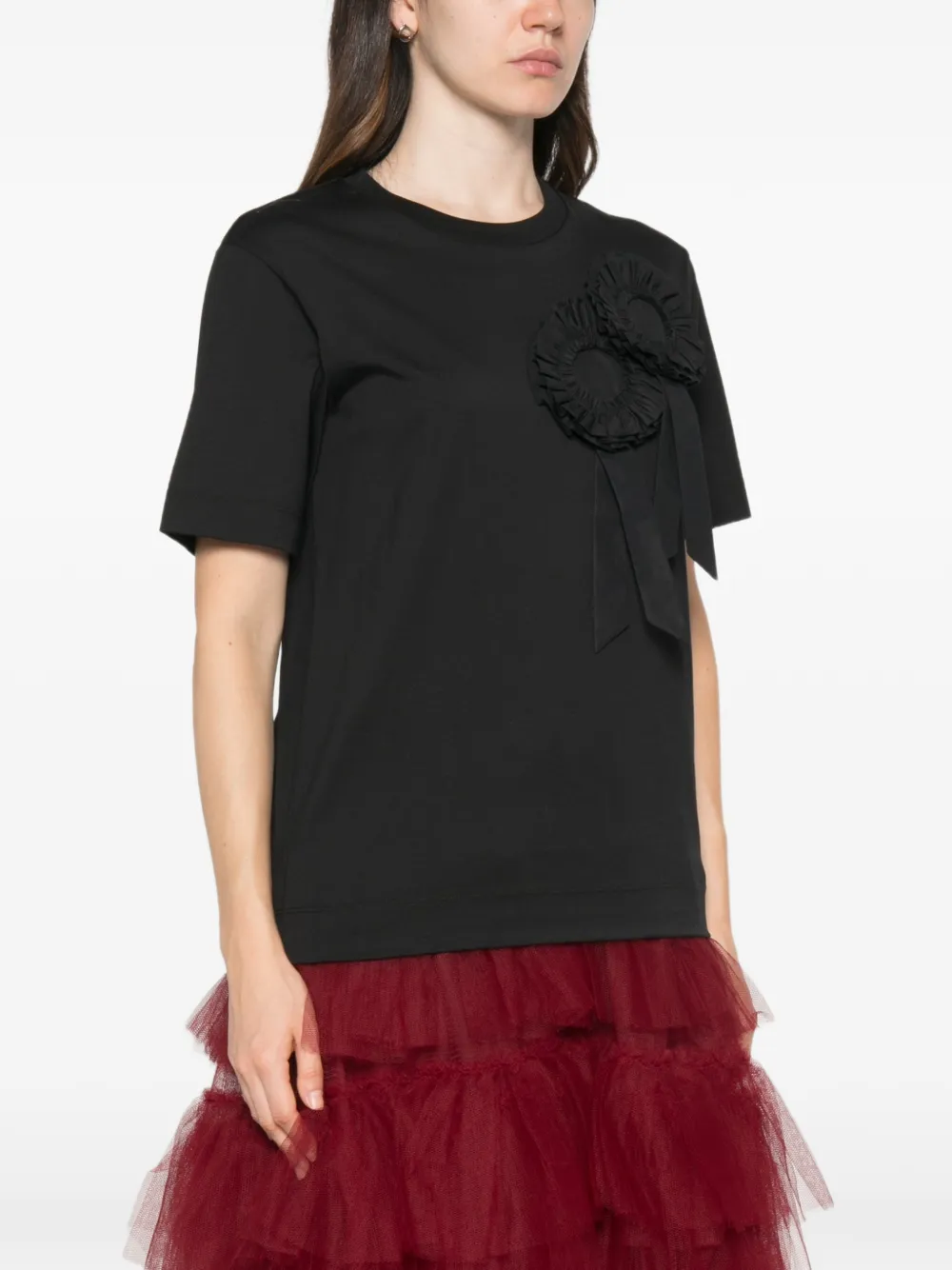 Simone Rocha Rosette Boy T-shirt met lint Zwart