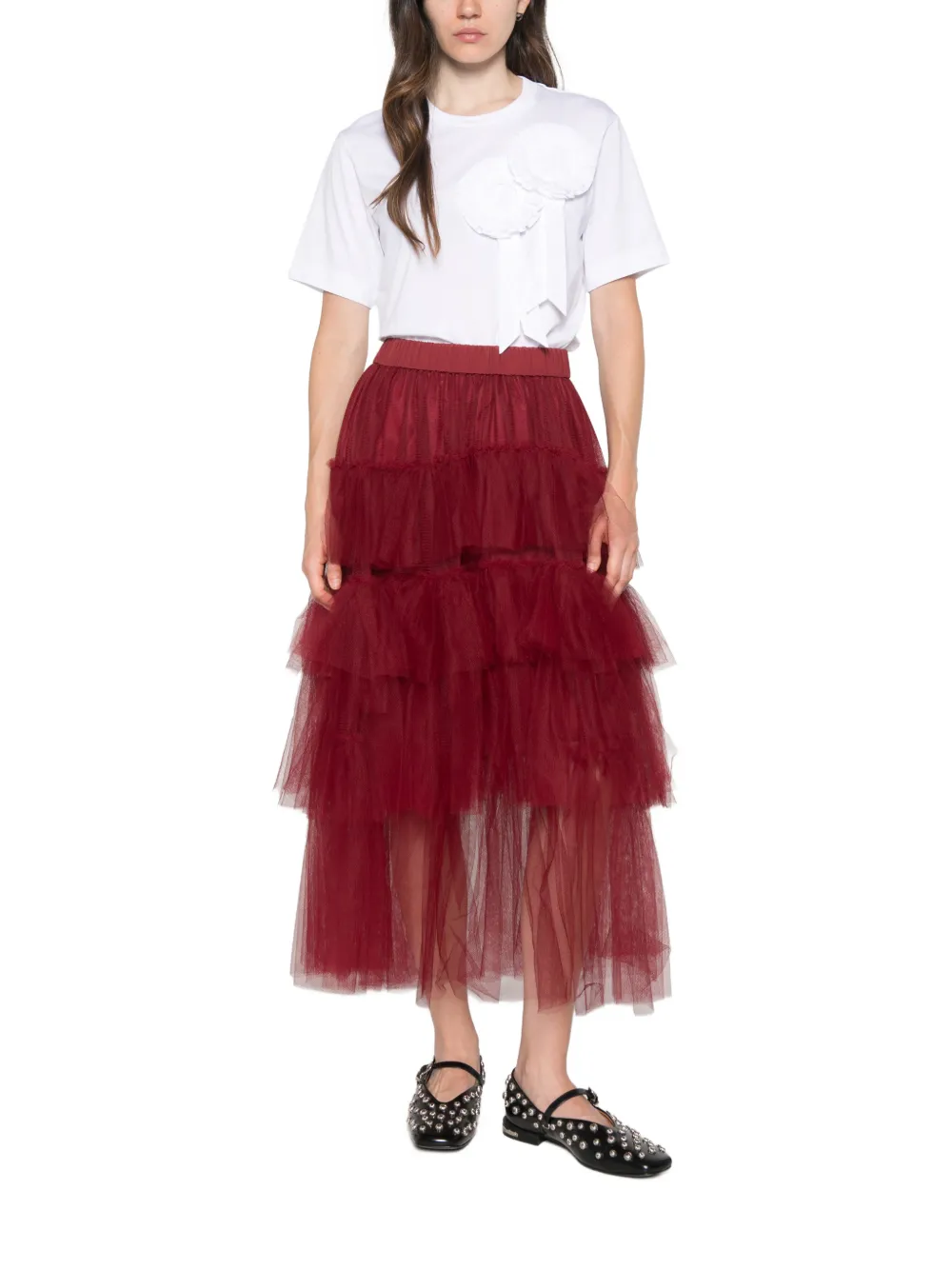Simone Rocha Rosette Boy T-shirt met korte mouwen en strik Wit