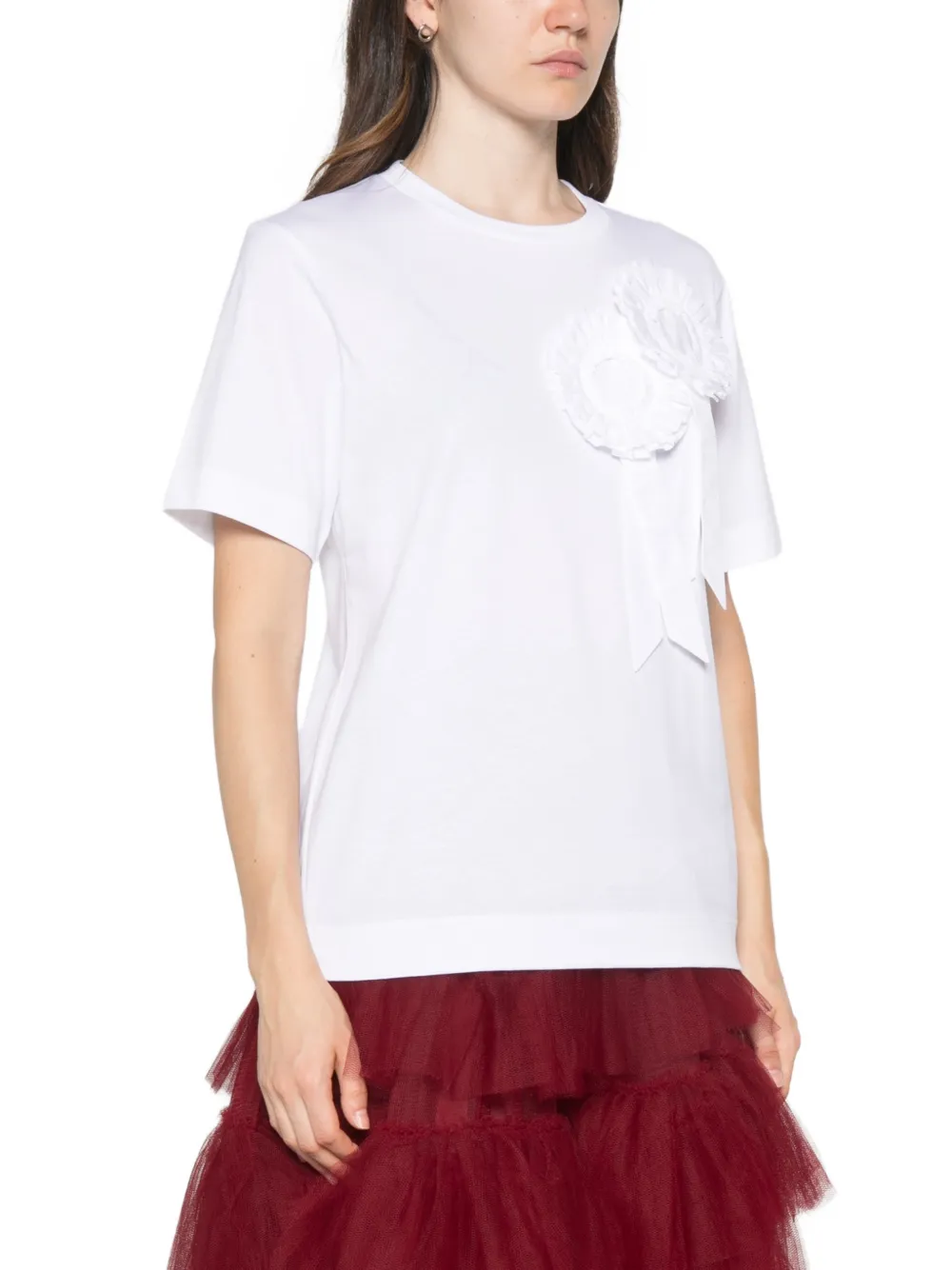 Simone Rocha Rosette Boy T-shirt met korte mouwen en strik Wit