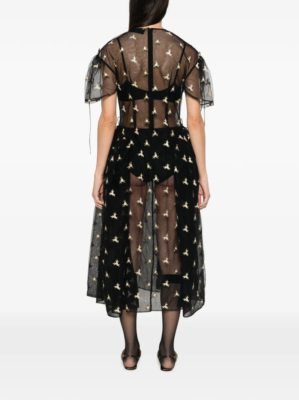 Simone Rocha Jurk met pofmouwen en koord Zwart
