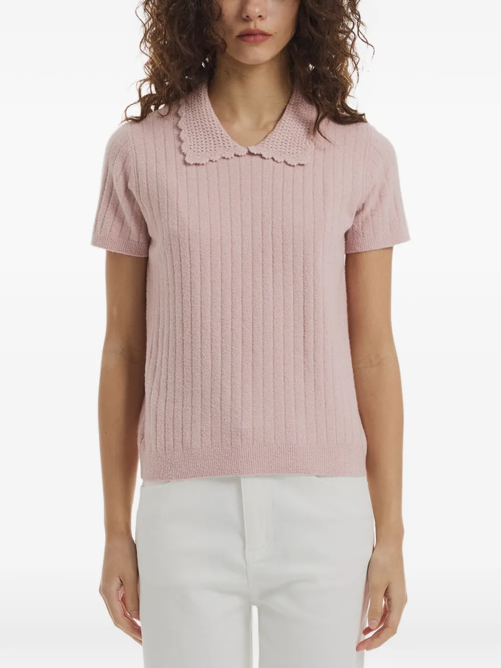 Crush Collection peter pan collar knit T-shirt - Rosa