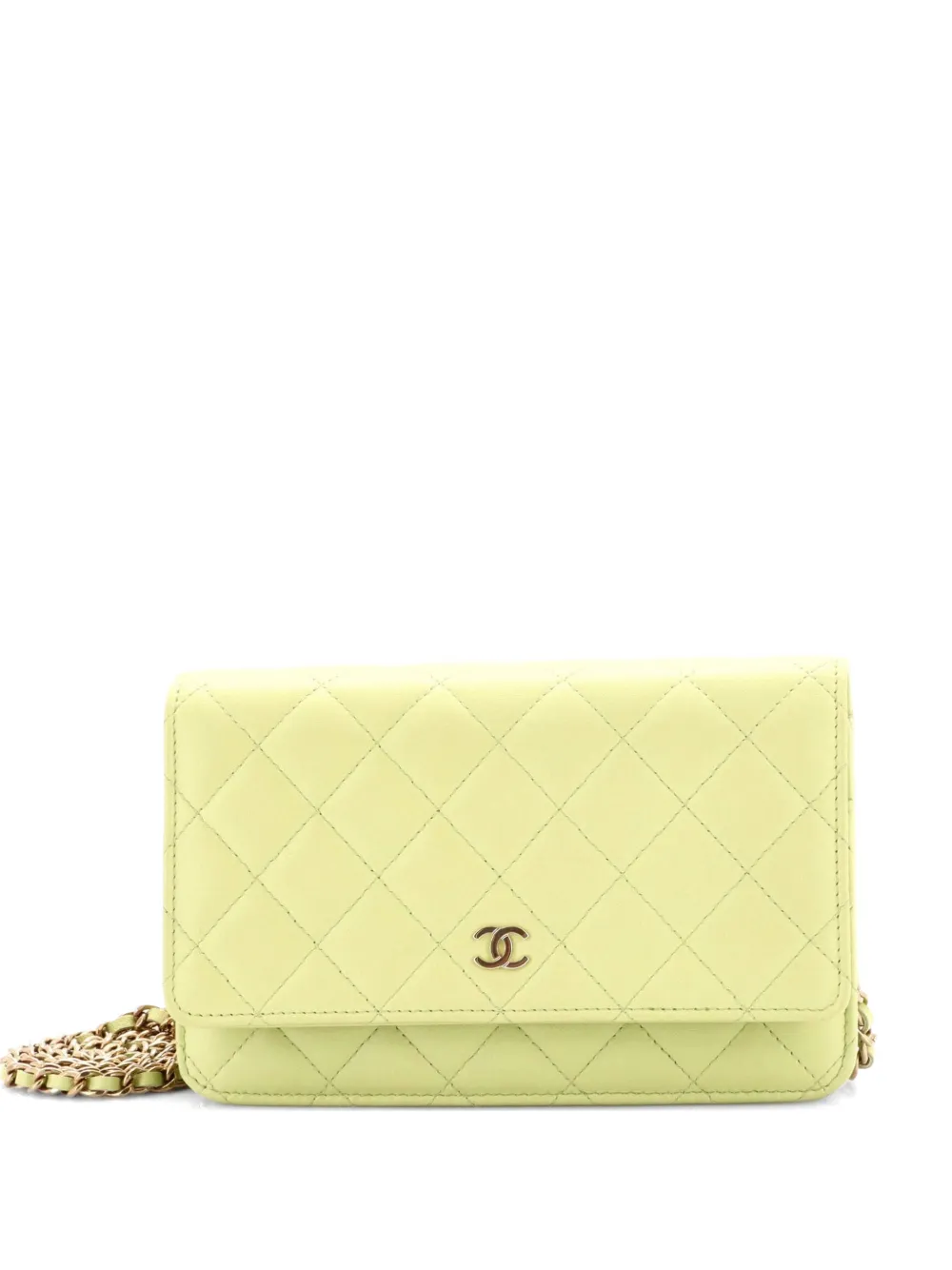 CHANEL Pre-Owned Wallet on Chain Quilted Lambskin crossbody bag - Verde