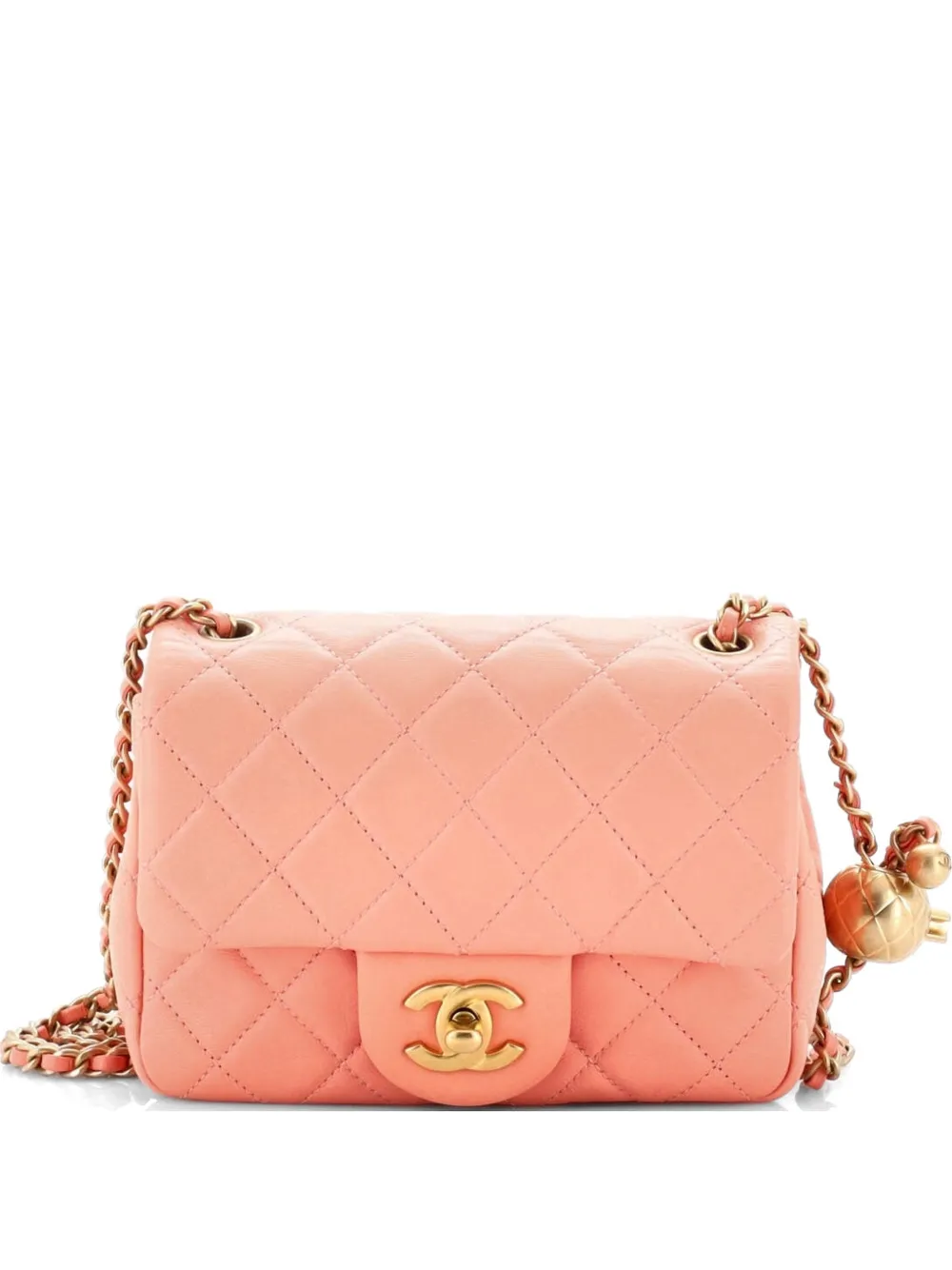CHANEL Pre-Owned Pearl Crush Square Flap Bag Quilted Lambskin Mini crossbody bag - Rosa