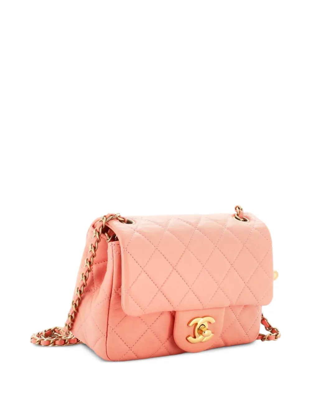  Chanel Pre-owned Borsa A Tracolla Pearl Crush Mini In Pelle Di Agnello Trapuntata Con Battente - Rosa 