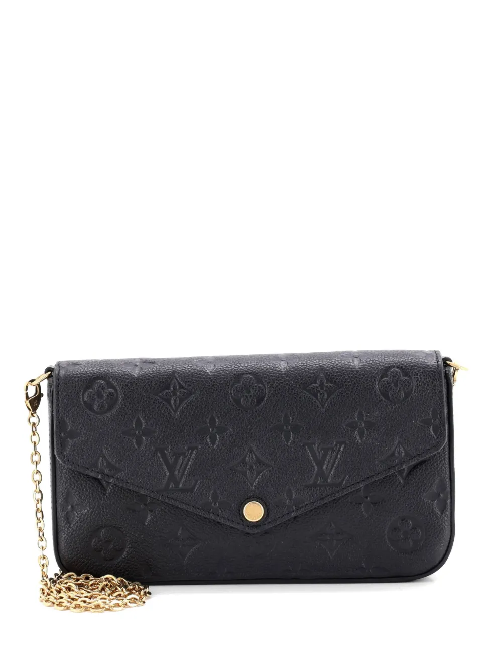 Pre-owned Louis Vuitton Felicie Pochette Monogram Empreinte Leather Crossbody Bag In Black