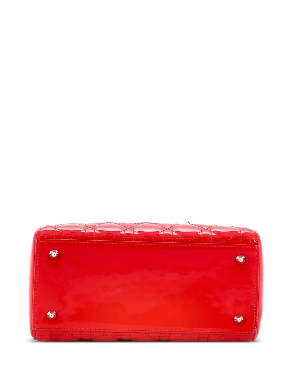  Christian Dior Pre-owned Sac à Main Lady Dior Format Moyen Matelassé Cannage Et Verni - Rouge 