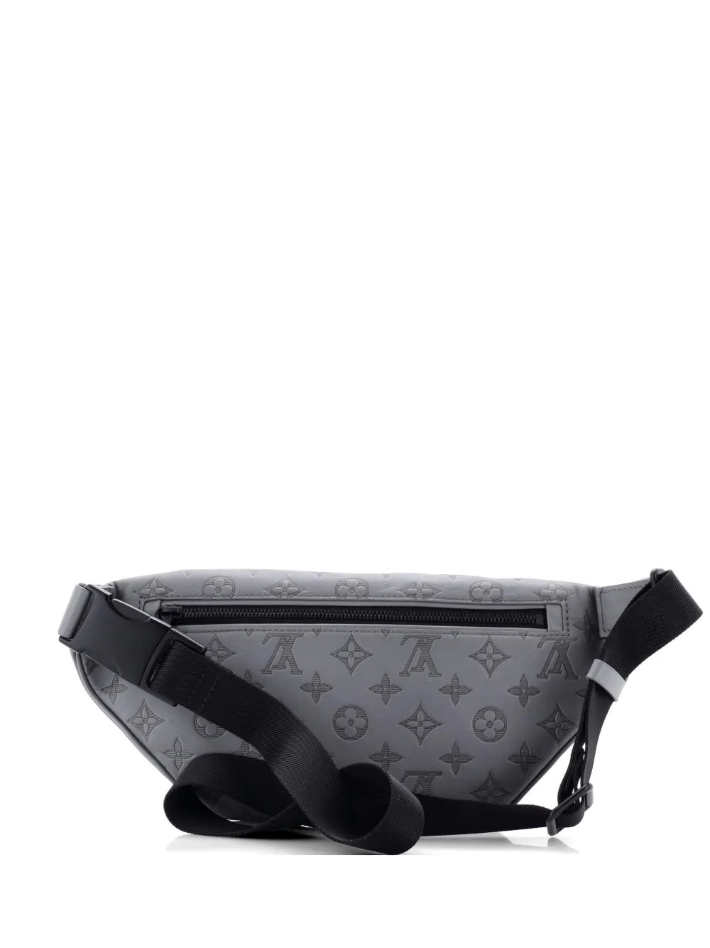 Pre-owned Louis Vuitton Discovery Bumbag Monogram Shadow Leather Belt Bag In Gray