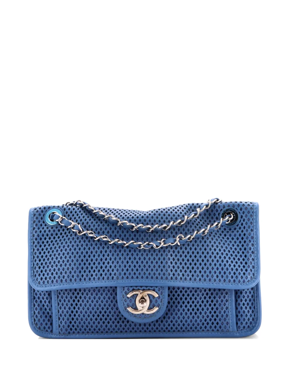 CHANEL Pre-Owned Up In The Air Flap Bag Perforated Leather Medium shoulder bag - Blu