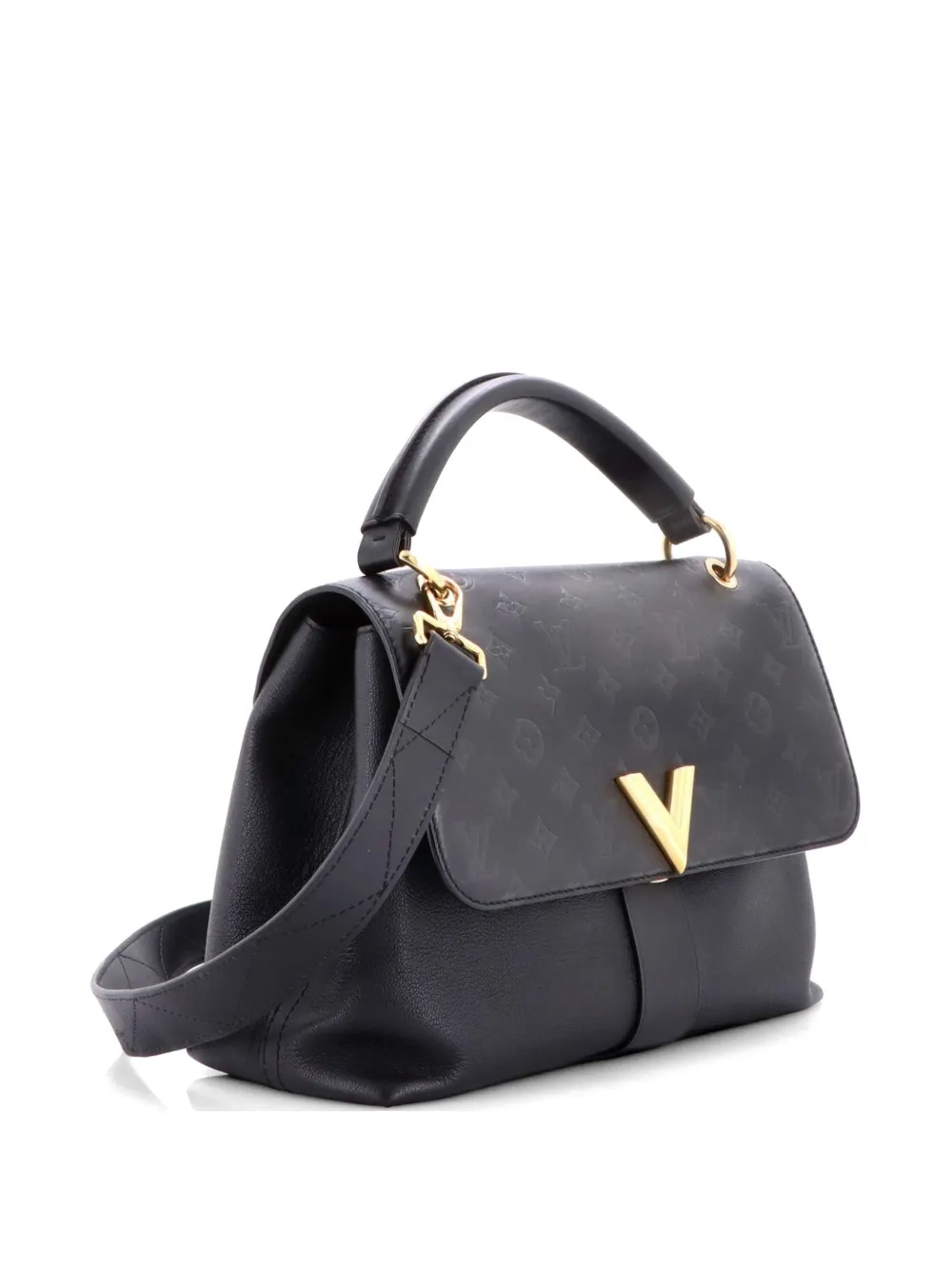 Pre-owned Louis Vuitton Very One Handle Bag Monogram Leather Satchel In Black