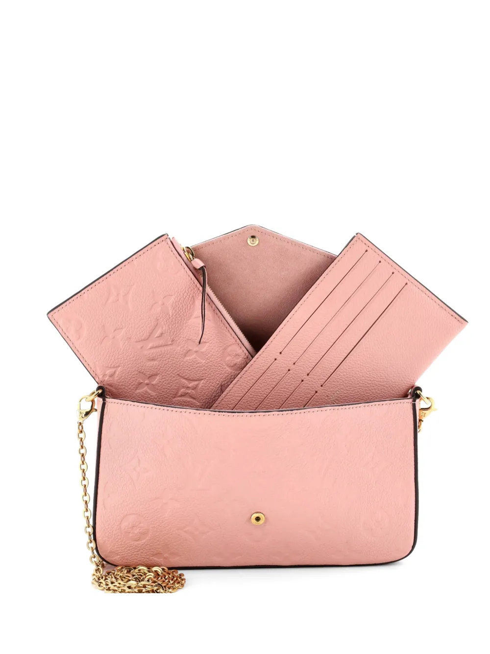 Pre-owned Louis Vuitton Felicie Pochette Monogram Empreinte Leather Crossbody Bag In Pink