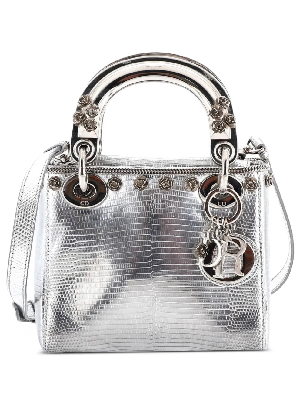 Christian Dior Pre-Owned Lady Dior Bag Lizard with Metal Applique Mini satchel - Effetto metallizzato