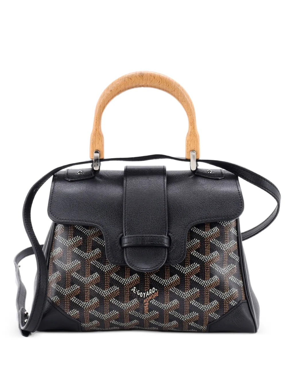 Goyard Pre-Owned Saigon Top Handle Bag Coated Canvas with Leather Mini shoulder bag - Nero