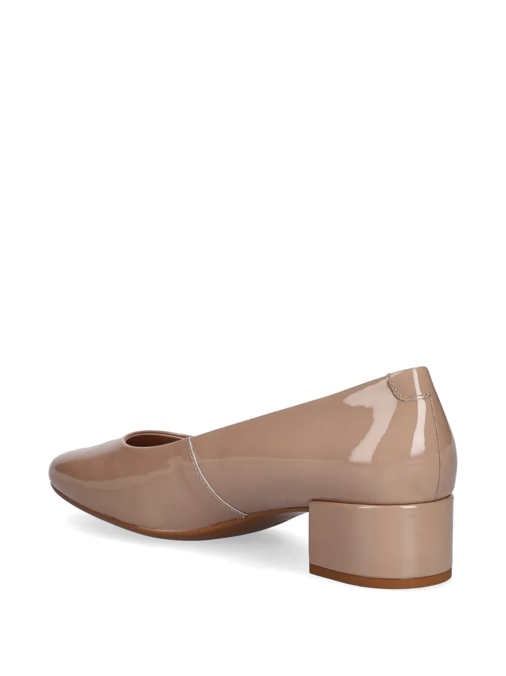 ECCO patent-finish block-heel pumps Beige