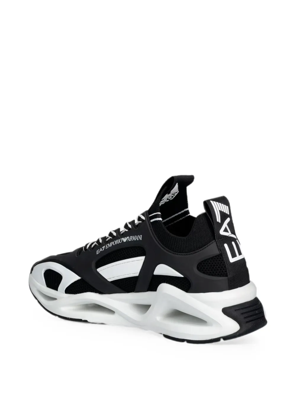 Ea7 Emporio Armani mesh-panelled logo-print sneakers Zwart