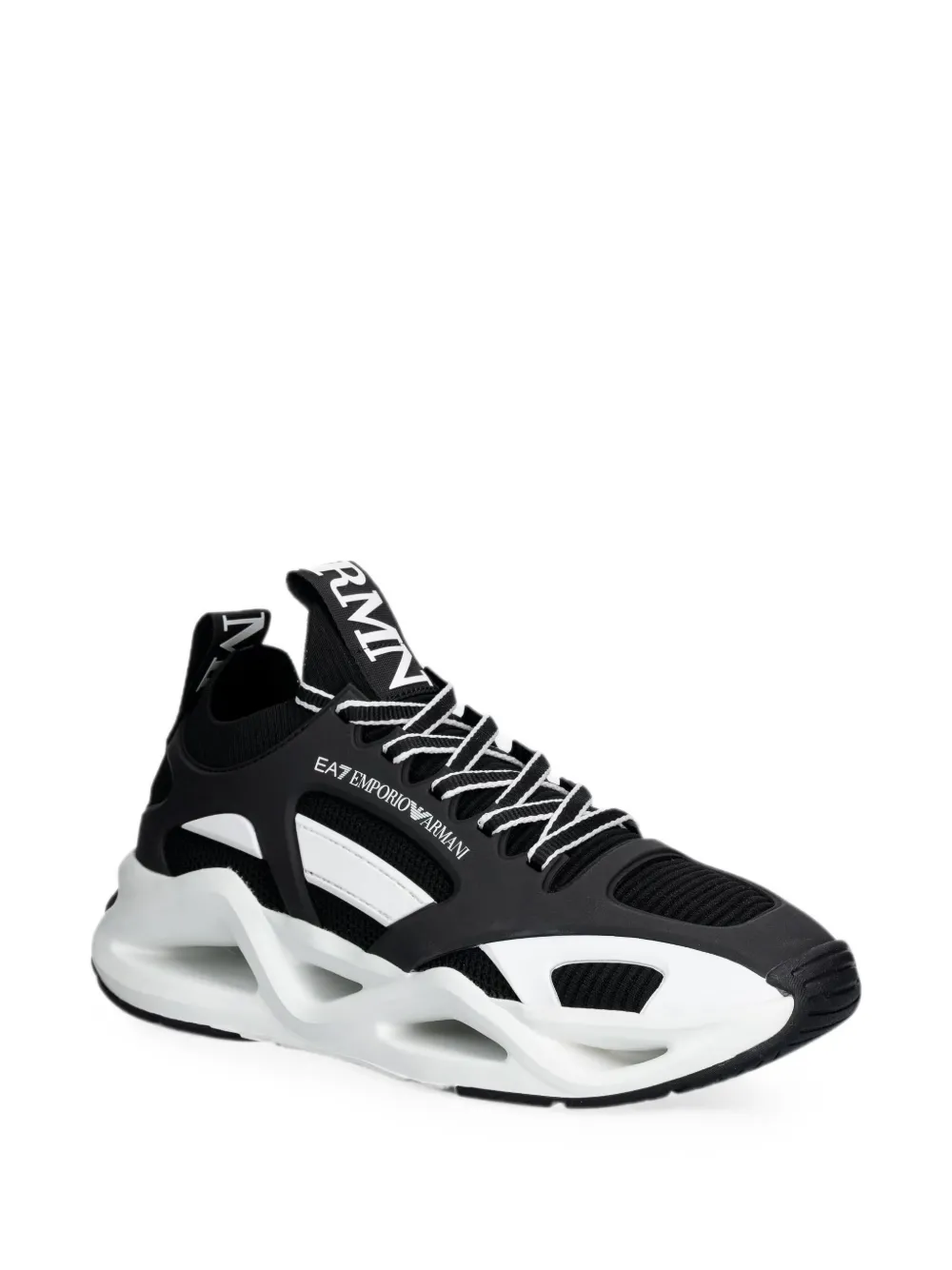 Ea7 Emporio Armani mesh-panelled logo-print sneakers Zwart