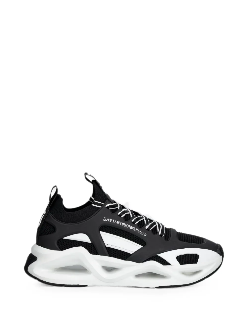 Ea7 Emporio Armani mesh-panelled logo-print sneakers Zwart