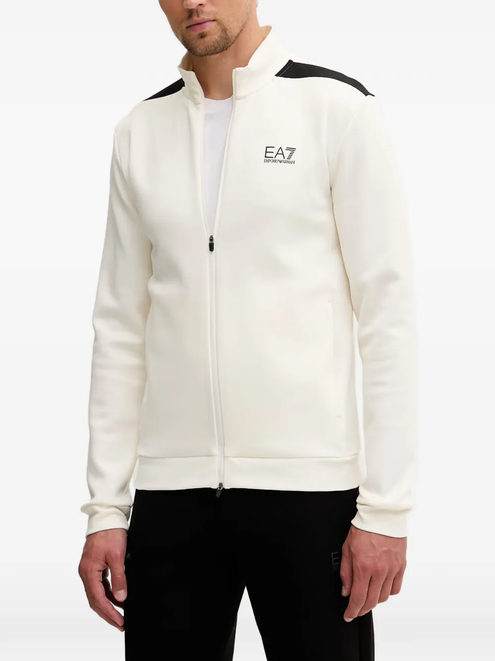Ea7 Emporio Armani logo-print zip-up sweatshirt - Toni neutri