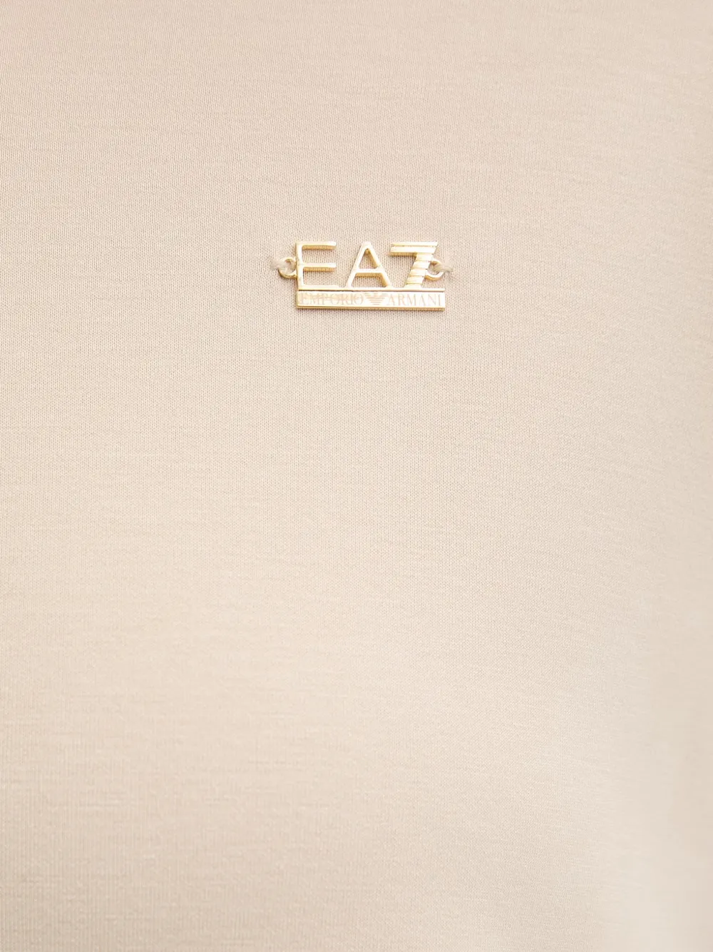 Ea7 Emporio Armani Hoodie met logoplakkaat Beige