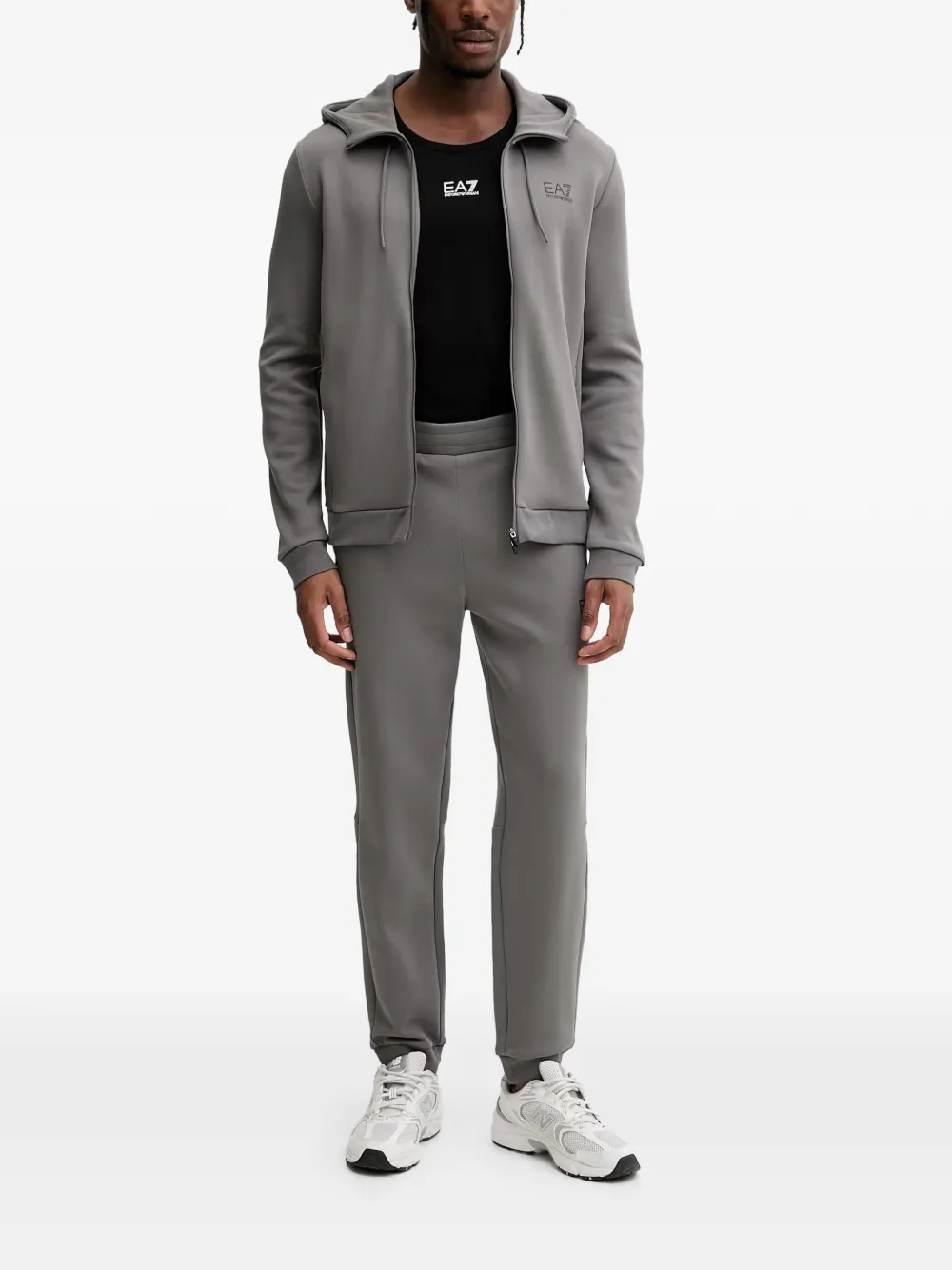 Ea7 Emporio Armani zip-up drawstring hoodie - Grigio