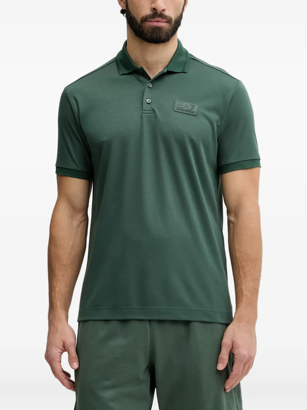 Ea7 Emporio Armani logo-patch short-sleeve polo shirt - Grün