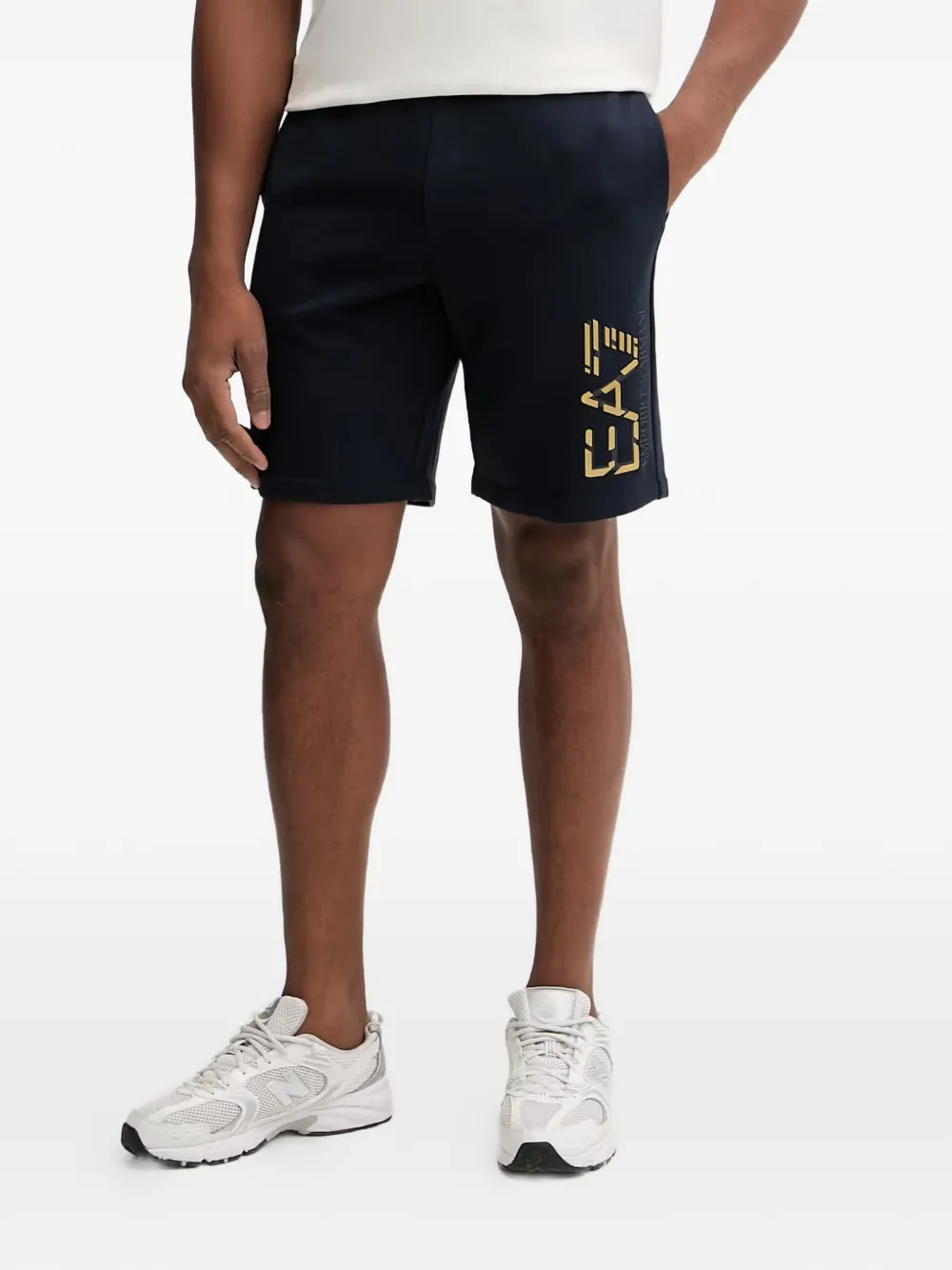 Ea7 Emporio Armani logo-print jersey shorts - Blu
