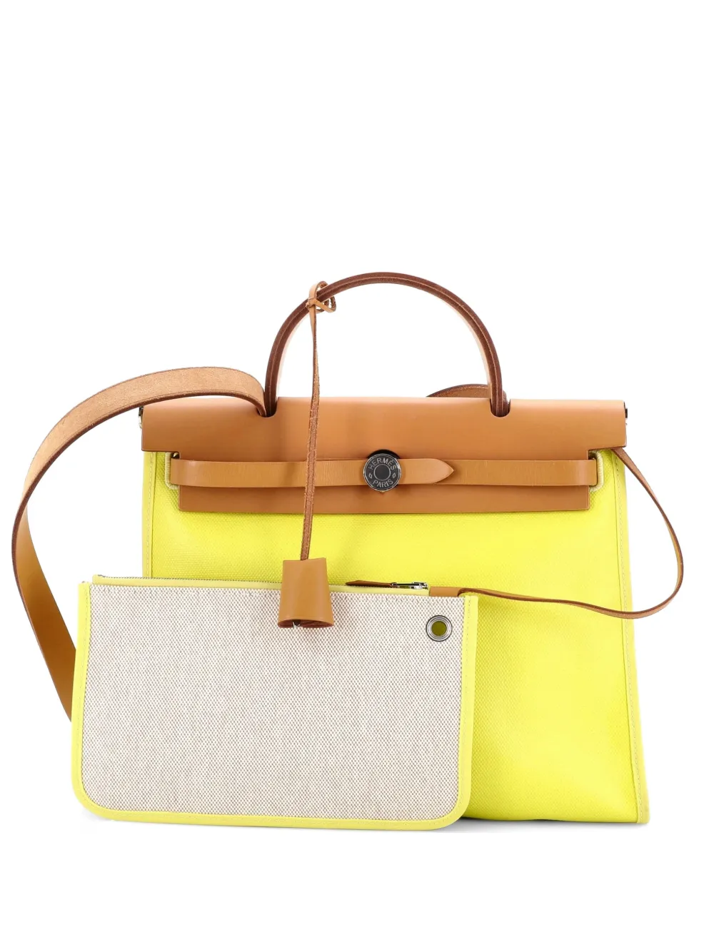 Hermès Pre-Owned Herbag Zip Berline Vache Canvas and Leather 31 shoulder bag - Marrone