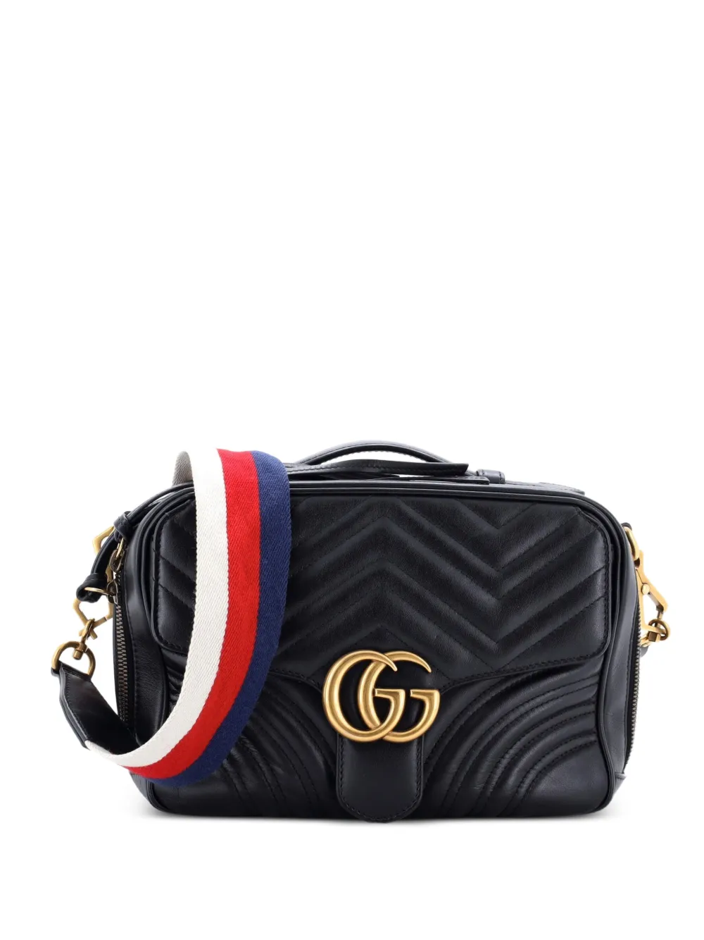 Gucci Pre-Owned Borsa a spalla GG Marmont piccola in pelle matelassé con zip - Nero