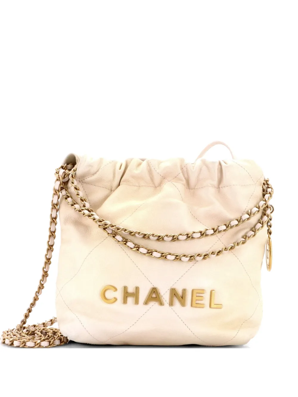 CHANEL Pre-Owned 22 Chain Hobo Quilted Shaded Calfskin Mini crossbody bag - Oro