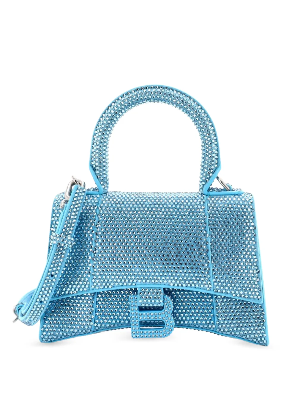 Balenciaga Pre-Owned Borsa a tracolla Hourglass XS in pelle scamosciata con cristalli - Blu