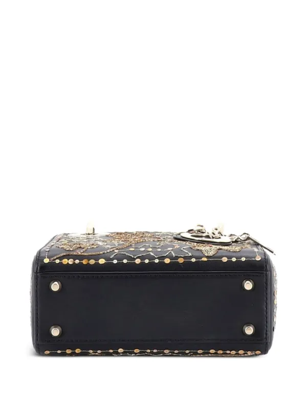 Christian Dior Pre-Owned Lady Dior Chain Bag Embroidered Calfskin