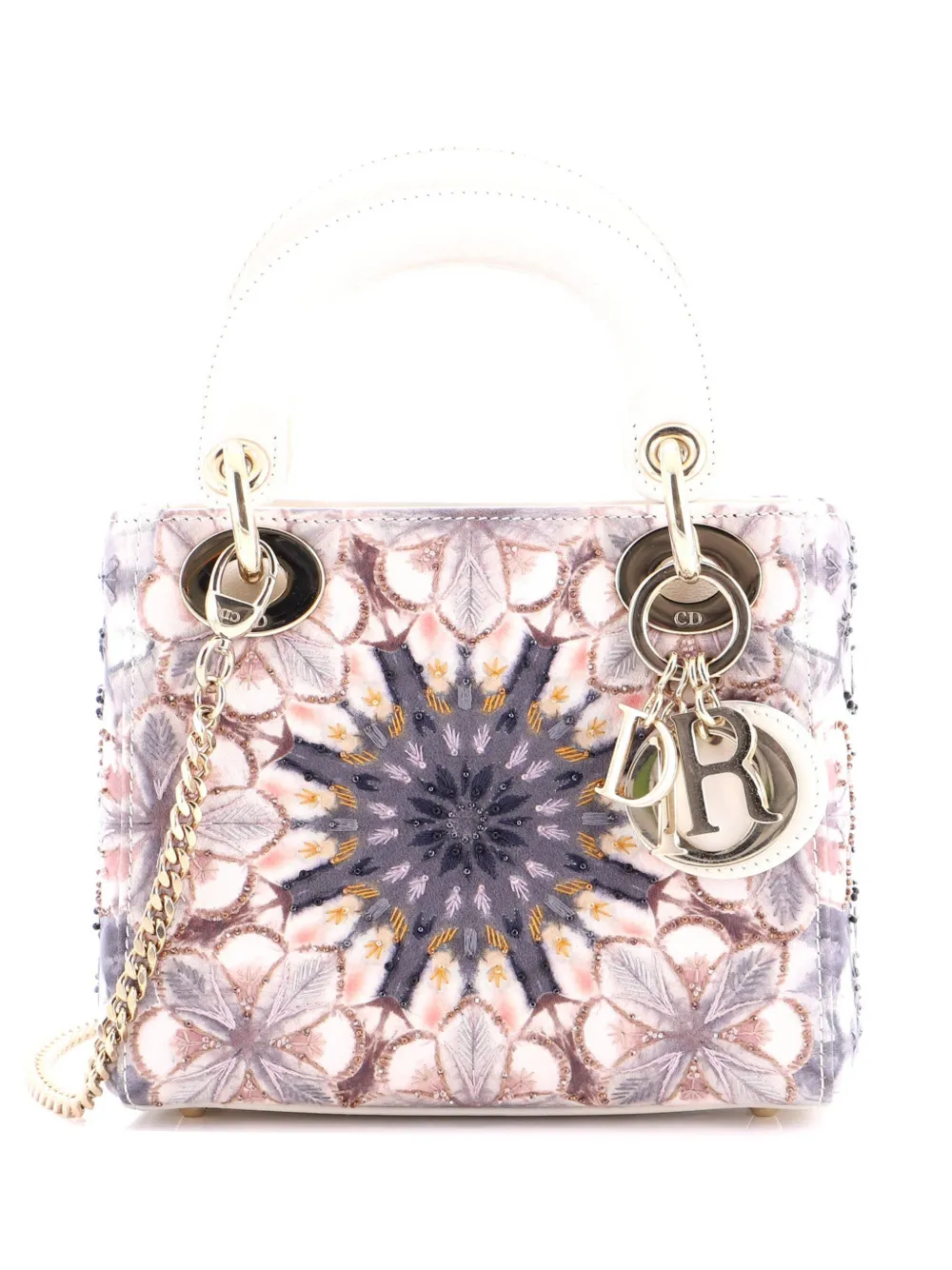 Christian Dior Pre-Owned Mini Lady Dior Umhängetasche aus Kalbsleder mit Stickerei - Mehrfarbig