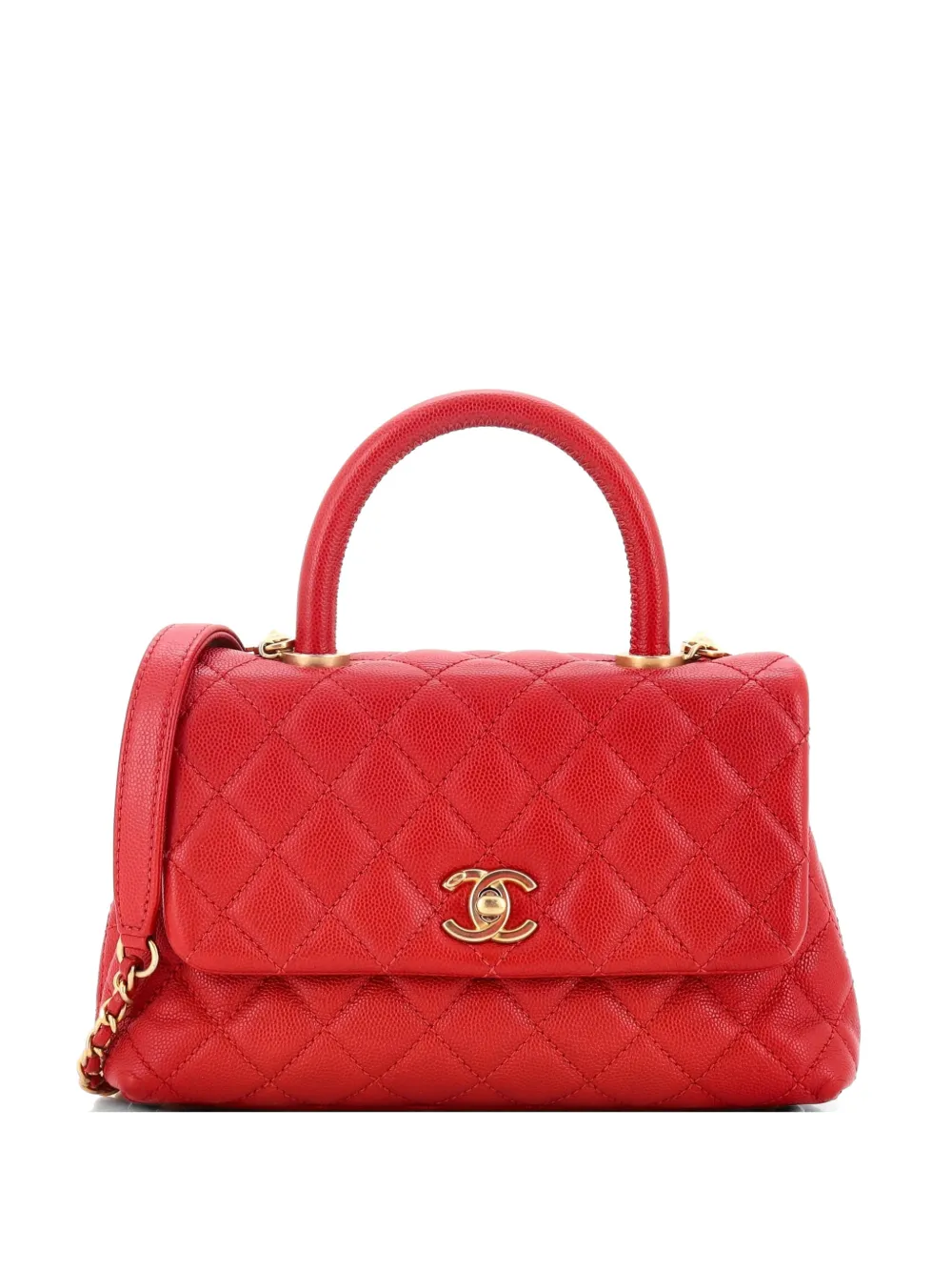 CHANEL Pre-Owned Coco Top Handle Bag Quilted Caviar Mini satchel - Rosso