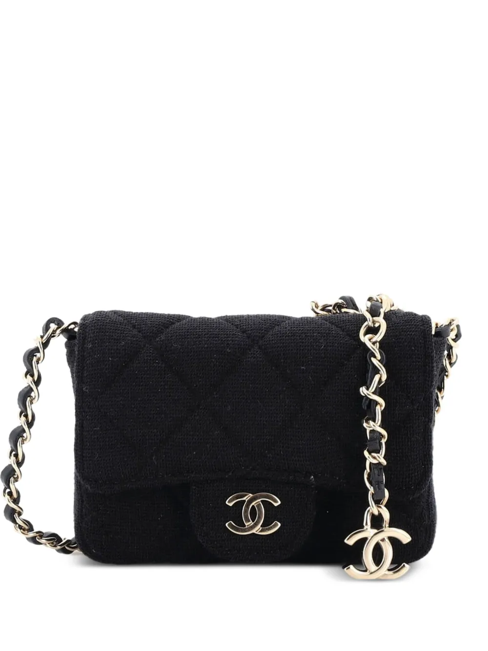CHANEL Pre-Owned Classic Flap Chain Quilted Jersey Mini belt bag - Nero