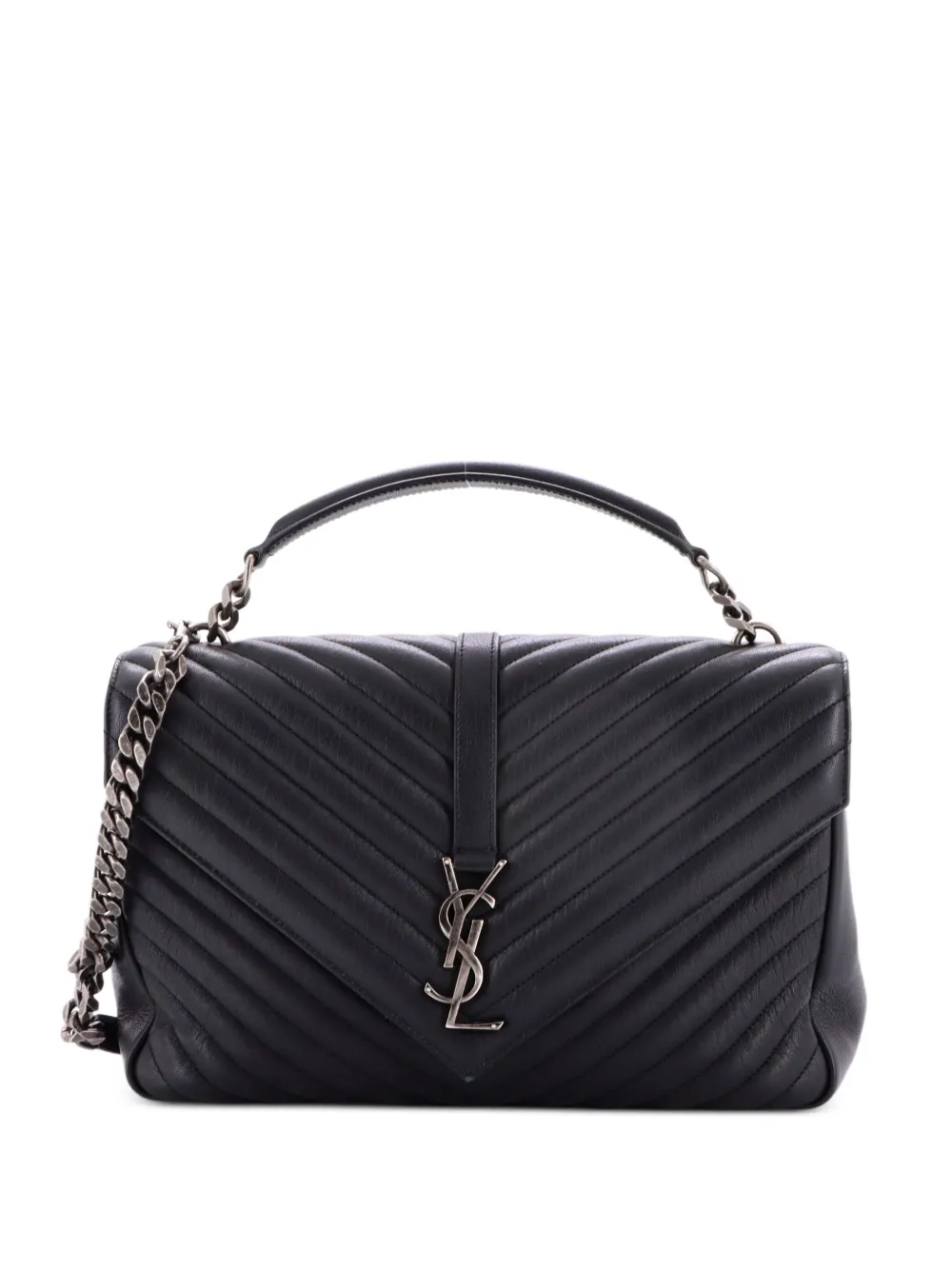 Saint Laurent Pre-Owned Classic Monogram College Bag Matelasse Chevron Leather Medium crossbody bag - Schwarz